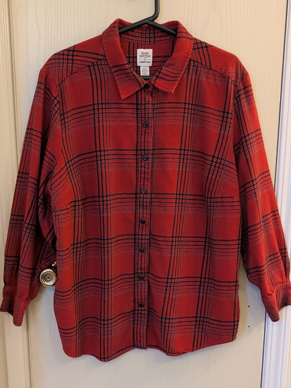 Lands’ End Blake Shelton Men’s Red Plaid Flannel Shirt 2XL | 100% Cotton EUC